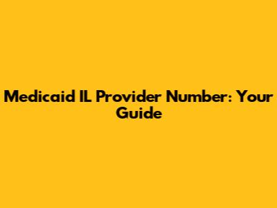 Medicaid IL Provider Number: Your Guide