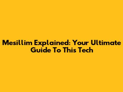 Mesillim Explained: Your Ultimate Guide To This Tech