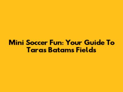 Mini Soccer Fun: Your Guide To Taras Batam's Fields