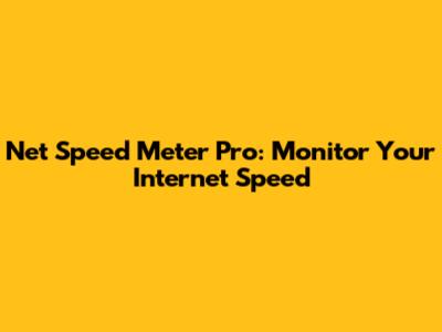 Net Speed Meter Pro: Monitor Your Internet Speed