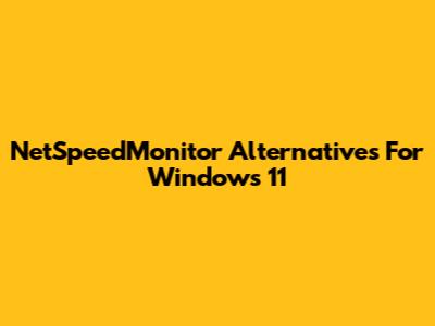 NetSpeedMonitor Alternatives For Windows 11