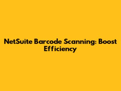 NetSuite Barcode Scanning: Boost Efficiency
