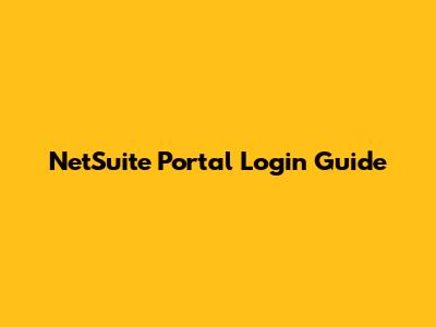 NetSuite Portal Login Guide