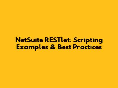 NetSuite RESTlet: Scripting Examples & Best Practices
