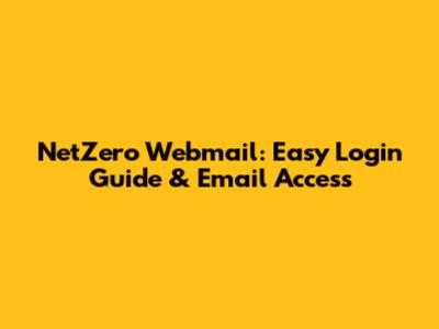 NetZero Webmail: Easy Login Guide & Email Access