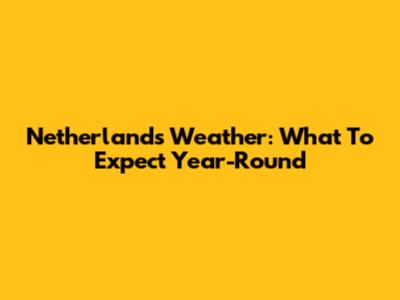 Netherlands Weather: What To Expect Year-Round