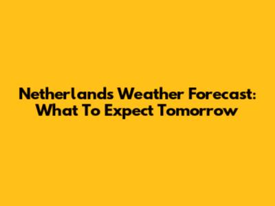 Netherlands Weather Forecast: What To Expect Tomorrow