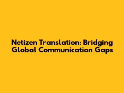 Netizen Translation: Bridging Global Communication Gaps