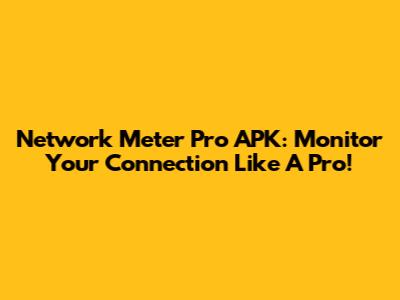 Network Meter Pro APK: Monitor Your Connection Like A Pro!