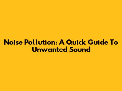 Noise Pollution: A Quick Guide To Unwanted Sound