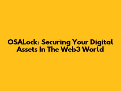 OSALock: Securing Your Digital Assets In The Web3 World