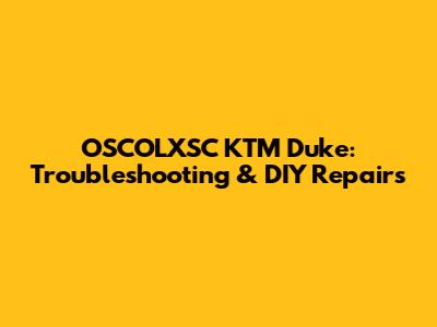 OSCOLXSC KTM Duke: Troubleshooting & DIY Repairs