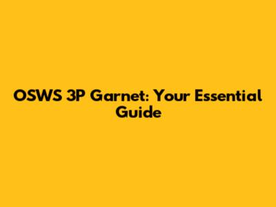 OSWS 3P Garnet: Your Essential Guide