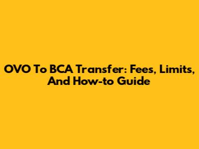 OVO To BCA Transfer: Fees, Limits, And How-to Guide