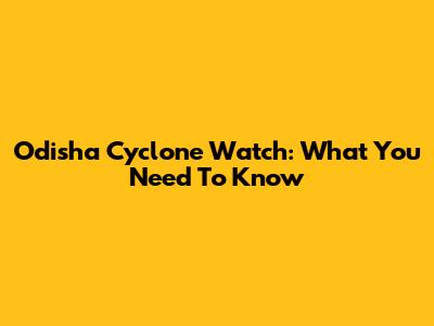 Odisha Cyclone Watch: What You Need To Know