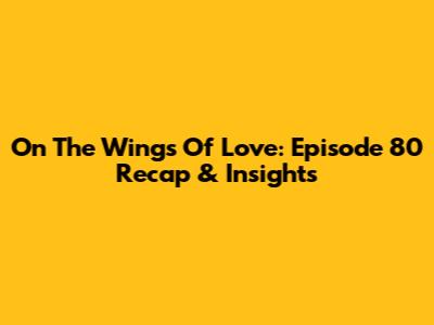 On The Wings Of Love: Episode 80 Recap & Insights