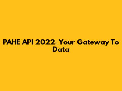 PAHE API 2022: Your Gateway To Data