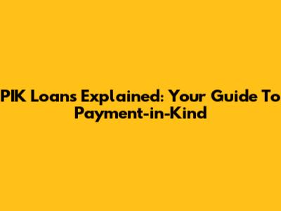 PIK Loans Explained: Your Guide To Payment-in-Kind