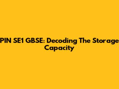 PIN SE1 GBSE: Decoding The Storage Capacity