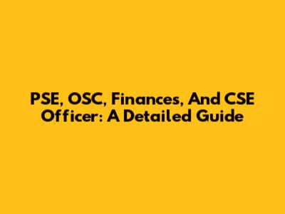PSE, OSC, Finances, And CSE Officer: A Detailed Guide