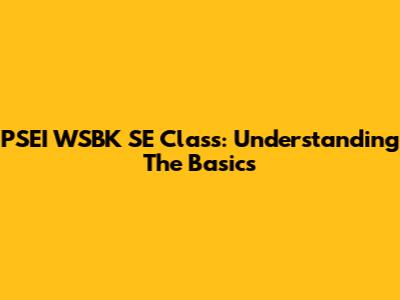 PSEI WSBK SE Class: Understanding The Basics