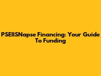 PSEIISNapse Financing: Your Guide To Funding