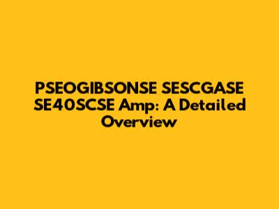 PSEOGIBSONSE SESCGASE SE40SCSE Amp: A Detailed Overview
