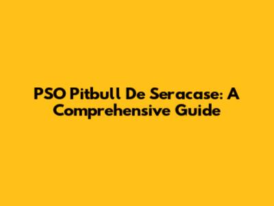 PSO Pitbull De Seracase: A Comprehensive Guide