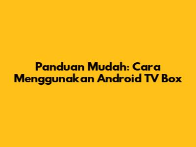 Panduan Mudah: Cara Menggunakan Android TV Box