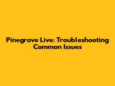 Pinegrove Live: Troubleshooting Common Issues