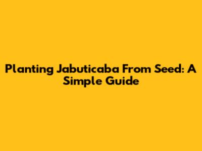 Planting Jabuticaba From Seed: A Simple Guide