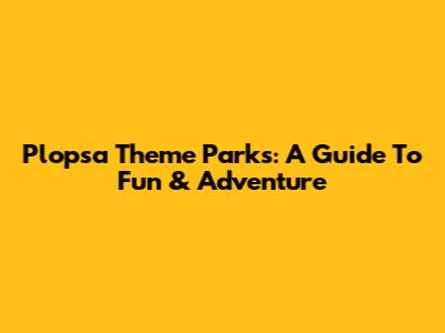 Plopsa Theme Parks: A Guide To Fun & Adventure