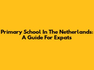 Primary School In The Netherlands: A Guide For Expats