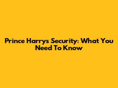 Prince Harry's Security: What You Need To Know