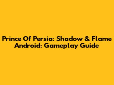 Prince Of Persia: Shadow & Flame Android: Gameplay Guide