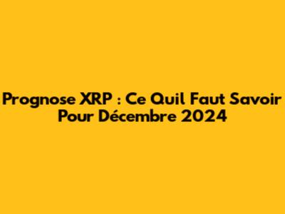 Prognose XRP : Ce Qu'il Faut Savoir Pour Décembre 2024