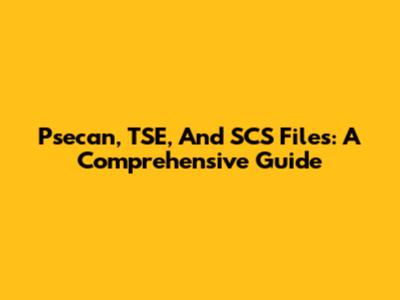 Psecan, TSE, And SCS Files: A Comprehensive Guide