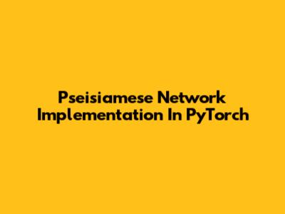 Pseisiamese Network Implementation In PyTorch