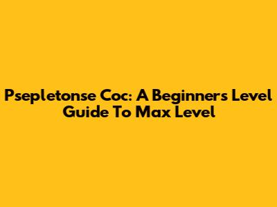 Psepletonse Coc: A Beginner's Level Guide To Max Level