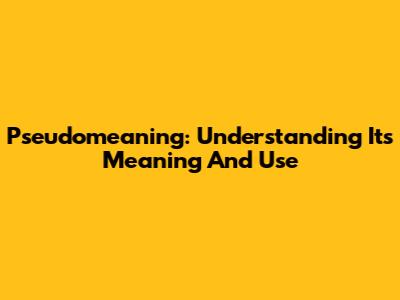 Pseudomeaning: Understanding Its Meaning And Use