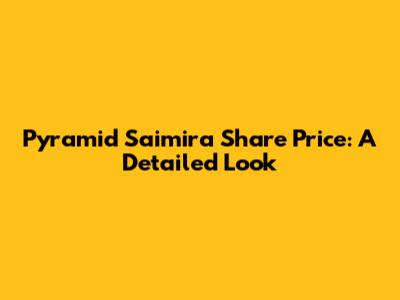 Pyramid Saimira Share Price: A Detailed Look