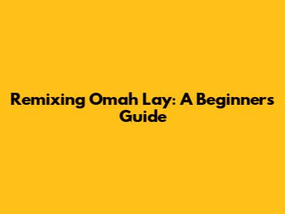 Remixing Omah Lay: A Beginner's Guide