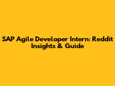 SAP Agile Developer Intern: Reddit Insights & Guide