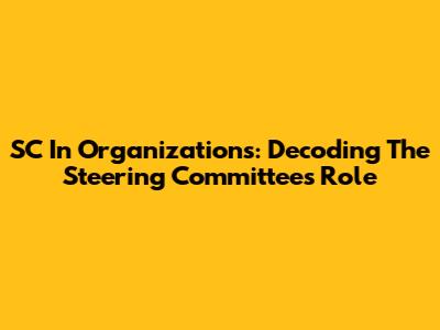 SC In Organizations: Decoding The Steering Committee's Role