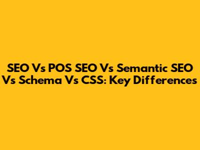 SEO Vs POS SEO Vs Semantic SEO Vs Schema Vs CSS: Key Differences