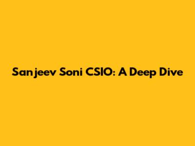 Sanjeev Soni CSIO: A Deep Dive