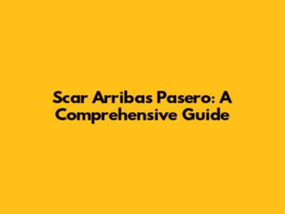 Scar Arribas Pasero: A Comprehensive Guide