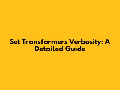 Set Transformers Verbosity: A Detailed Guide