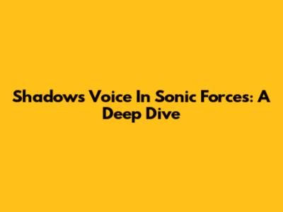 Shadow's Voice In Sonic Forces: A Deep Dive