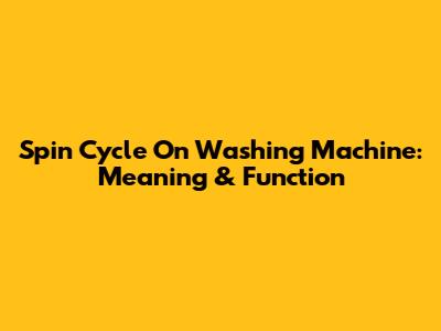 Spin Cycle On Washing Machine: Meaning & Function